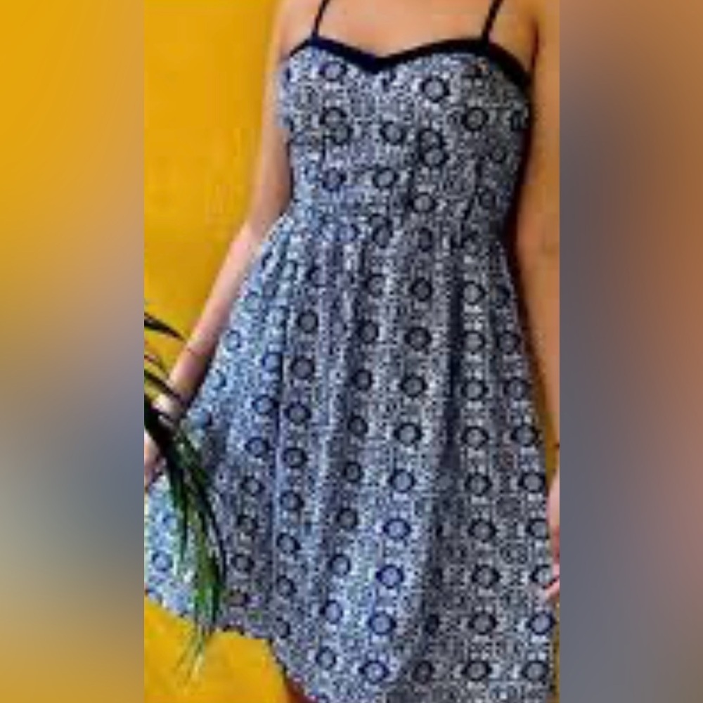 Xhilaration Blue and White Patterned Midi Dress